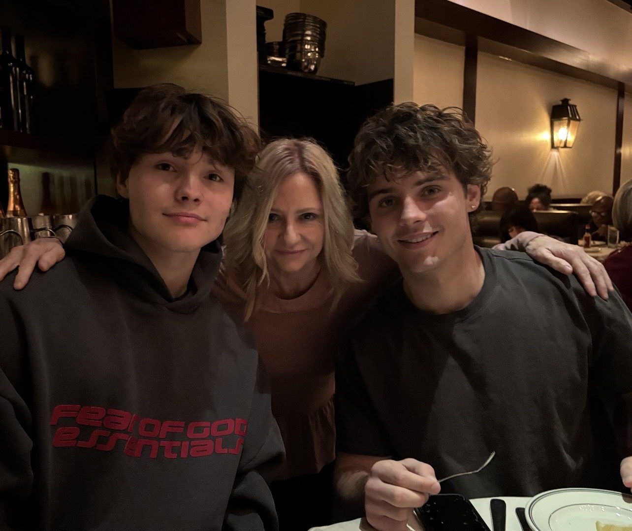 Jennifer at dinner with her sons